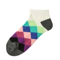 Chaussettes basses en coton avec motif à losanges colorés et design géométrique varié - 36-44 / Argyle Multi Blocs