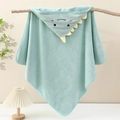 Mint green baby hooded towel with cute 3D dinosaur embroidery on soft coral fleece - 80*80cm / Green Dinosaur with Teeth