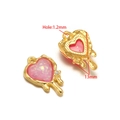 Herzanhänger in Gold mit rosa und roten Glitzersteinen und Kristallverzierung - 13mm Herz - Hellrosa