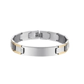 Men's silver and gold stainless steel bracelet with Greek key pattern borders - Style 8 / Two-tone (Gold & Silver)