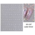 3D laser silver star nail stickers SO-167 with sparkling starburst patterns - SO-167 Laser Silver