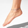 Double-layered silver anklet featuring a small white pearl and minimalist chain design - Silver (JAP540)