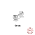 4mm Kugelstecker-Ohrring aus S925 Sterlingsilber mit glattem metallischem Finish - 925er Silber / Platin 4mm - Einzelstück