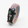 Rainbow paracord survival bracelet featuring built-in compass and buckle whistle - Rainbow Camouflage