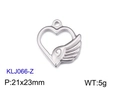 Silber Herzanhänger 21x23mm mit Federrelief für DIY-Schmuckherstellung - Hohles Herz mit Flügel-Stil / Stahl (KLJ066-Z)
