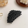 Elegant matte black hair claw clip featuring an intricate hollow leaf design for women - Hollow Leaf / Black (Leaf Style)