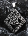Vintage silver Viking Triquetra pendant necklace in polished stainless steel finish - Celtic Knot Style (A0113)