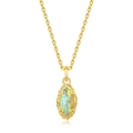 Gold plated S925 sterling silver necklace with marquise opal pendant and leaf details - 925 Silver / Artificial Opal (Pendant Only (Without Chain))