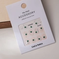 Exquisite gold-stamped nail stickers with deep green K9 rhinestones and silver frames - MJ-002 Silver Foil (Vintage Green Gem)