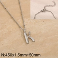Silver letter K pendant necklace in stainless steel with beaded chain and lobster clasp - Silver Letter K (KN287058-Z)