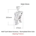 S925 sterling silver wolf tooth pendant cap accessory with dimensions in bright finish - AK43-Silver / 925 Silver