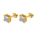 Classic 18K gold plated square zircon stud earrings with a timeless four-prong setting - Square Zircon