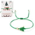 Bracelet d'arbre de Noël tissé vert fait main avec breloque étoile dorée sur carte - Vert (Avec Carte)