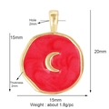 Pendente circolare rosso in rame con luna dorata incluse dimensioni e specifiche dettagliate - Luna / Rosa Rosso
