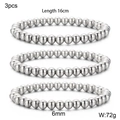 Lot de 3 bracelets à perles métalliques extensibles de 6mm avec une longueur de 16cm - Lot de 3 Bracelet à Billes Argent 6mm (KB160799-Z)
