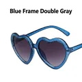 Glinsterende blauwe hartvormige zonnebril voor kinderen met grijze glazen - Blauw Glitter Frame / Grijs Verloopglazen