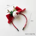 Serre-tête de Noël avec bois de renne, grand nœud rouge et paillettes dorées, hauteur 20 cm - Serre-tête avec Nœud