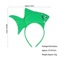Funny green goldfish headband with silver sequins and googly eye for stage costumes - 3D Green Goldfish