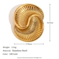 Spilla ovale geometrica in acciaio inossidabile placcato oro 18K con texture smerlata - Motivo Bagua (BR15007) / Oro