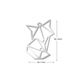 Silver geometric fox pendant with precise dimensions 36.16mm height and 26.11mm width - Fox / Steel
