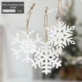 Set of 3 white snowflake ornaments with rustic twine hangers for Christmas trees - White Snowflake