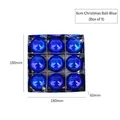 Set of 9 blue 6cm Christmas balls with glossy finish in a snowflake pattern box - Blue