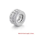 Macro view of 8.0mm silver charm bead with paved zircons and heart hollow pattern - Style G: Heart Hollow (VZ434B1) / 4*8mm / White Gold