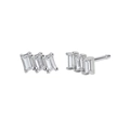 Modern s925 silver stud earrings with three baguette-cut clear zircon stones - Silver Baguette Row Studs
