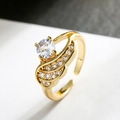 Verstellbarer vergoldeter Ring mit Flügeldesign und Zirkonia-Stein für Damen - Einstellbar Offen / Gold