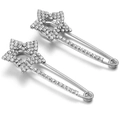 Set of two silver star safety pin brooches with sparkling crystals and rhinestones - 40# Silver Star 6*2.5cm