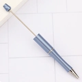 DIY beadable pen in matte fog blue finish with silver tip and metal rod for beads - Morandi Blue