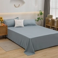 Three-piece fog blue washed cotton bedding set with one flat sheet and two pillowcases - Pillowcase (Single) / Light Blue Zircon