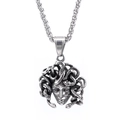 Collier avec pendentif tête de Méduse rétro en acier inoxydable et chaîne épi argent - Style Tête de Méduse (C0403) / Pendentif Uniquement (Sans Chaîne)