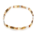 Bracelet Tila bohème avec perles rectangulaires en émail beige, doré et marron - Multicolore Crème Marron Or