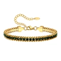 Bracciale a catena cubana dorata in acciaio inossidabile con zirconi verde scuro incastonati - Oro Verde