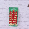 Set of 12 red and gold velvet Christmas bows on a decorative display card - 12Pcs (With Card) / Red+Gold