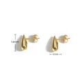 Detailed view of gold teardrop earrings measuring 14mm by 6mm with 4g weight - Medium Water Drop Style (XJA078)