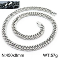 Polished silver curb chain necklace for men in 450x8mm size with a square clasp - 8mm*450mm / Silver