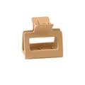 Detail view of the matte beige square hair claw clip with a strong metal spring mechanism - Khaki