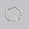 Baroque pearl necklace with gold T-bar clasp and irregular white beads in gold-white - Irregular Pearl Style 4 (A1-11)