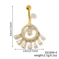 Goldener Bauchnabelpiercing mit runden und Tropfen-Zirkonia, 3.8 cm Falllänge - Gold (E01694-4)
