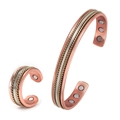Magnet-Kupferschmuckset mit gewebtem Metalldesign und verstellbarer Passform für Wellness - CB038-CR038 Set / Kupfer