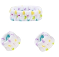 Set fascia e polsini in pile corallo bianco con pois colorati per la detersione - Set da 3 pezzi con stampa floreale a cuore (175#)
