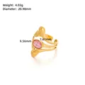 Detail showing weight 4.03g and dimensions of gold flower ring with pink cat eye stone - Adjustable Open / J214-Gold Streamline Pink Cat-eye