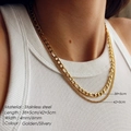 Double-layered golden stainless steel necklace with Figaro chain for a layered fashion look - Figaro Curb Chain Layered Style (CDNN082)