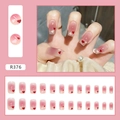 Uñas postizas con degradado rosa y corazones rojos y blancos, set de 24 piezas R376 - R376 Corazón Dulce Chica