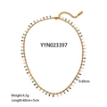 Gold stainless steel necklace featuring colorful teardrop enamel charms on a fine chain - Colorful Water Droplet Necklace (YYN023397)