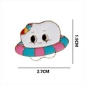 Detail shot of cute cartoon enamel ghost pin with size dimensions 1.9CM x 2.7CM - Ghost with Swim Ring (KN1633)