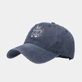 Casquette de baseball bleu marine délavé avec motif imprimé Happy Easter lapin. - Réglable / Bleu marine