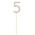 Number 5 gold cake topper with sparkling rhinestones for birthday party decoration - Number 5 / Gold
